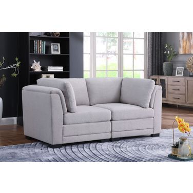 Kristin Light Gray Linen Fabric Loveseat