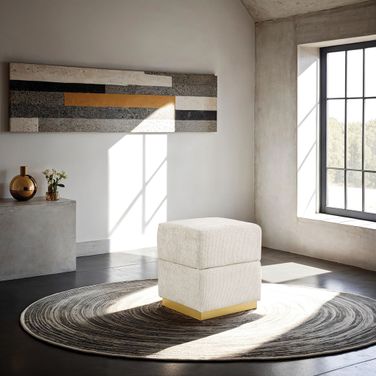 Krysten Storage Stool In Beige