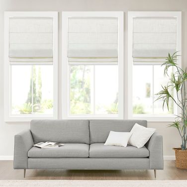 Kyler Linen Blend Light Filtering Cordless 34 Inch Roman Shade In White
