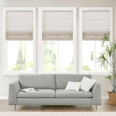 Kyler Linen Blend Light Filtering Cordless 35 Inch Roman Shade In Natural