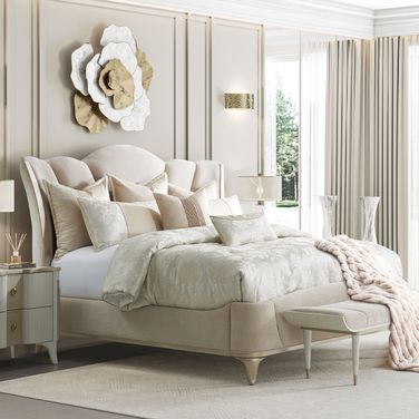 La Marisia Upholstered Bedroom Set In Creamy Pearl