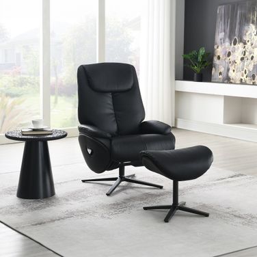 Labonita Motion Accent Chair with Swivel and Ottoman In Black