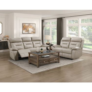 Laconia Power Double Reclining Living Room Set In Brown