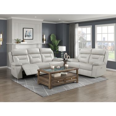 Laconia Power Double Reclining Living Room Set In Gray