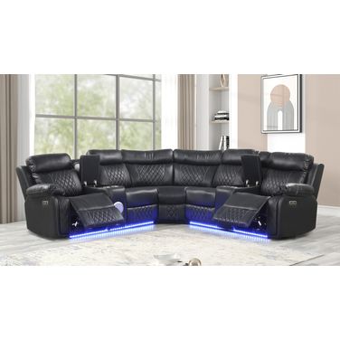 Lacrosse Power Reclining Sectional In Black