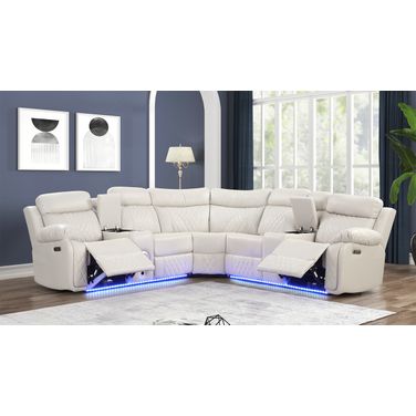 Lacrosse Power Reclining Sectional In Ice and Black