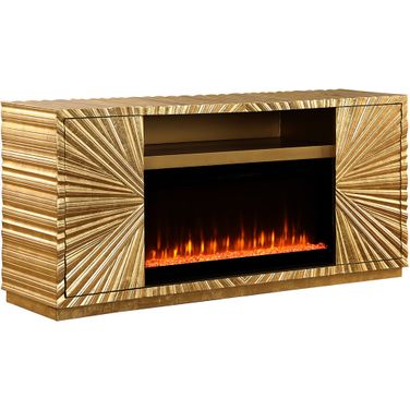 Lacy Freestanding Infrared Electric Fireplace TV Stand In Gold