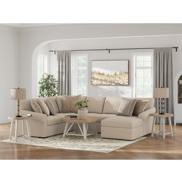 LadyMae 4-Piece Sectional with RAF Chaise In Twill
