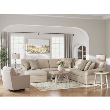 LadyMae 5-Piece Sectional with LAF Chaise In Twill