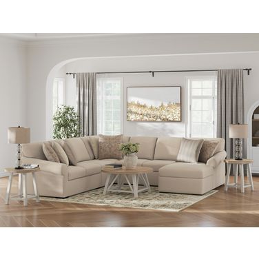 LadyMae 5-Piece Sectional with RAF Chaise In Twill