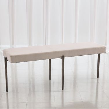 Laforge Large Bench In Natural Iron With Muslin Cushion