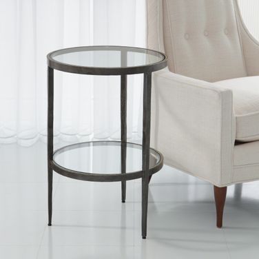 Laforge Two Tier Side Table In Braised Brass