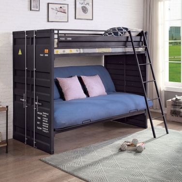 Lafray Twin Bunk Bed With Futon Base In Black