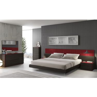 Lagos Natural Light Grey Lacquer Platform Bedroom Set