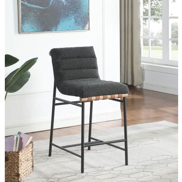 Lahni 17.75 Inch Boucle Fabric Counter Height Chair In Dark Gray