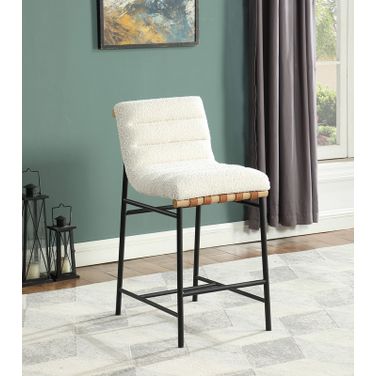 Lahni 17.75 Inch Boucle Fabric Counter Height Chair In White