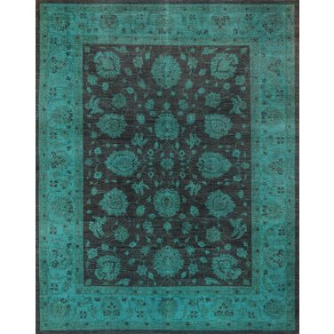 Lahore Collection Hand-Knotted Lamb's Wool Area Rug- 8'10" x 11' 5" In Brown and Green