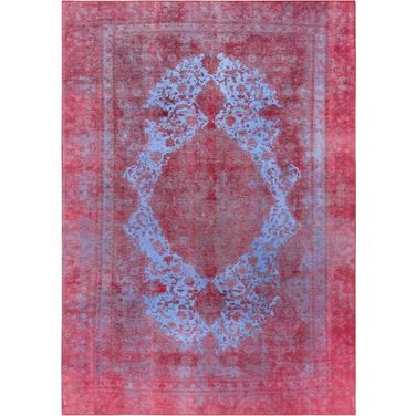 Lahore Collection Hand-Knotted Wool Area Rug- 7' 2" x 10' 3" In Blue and Red