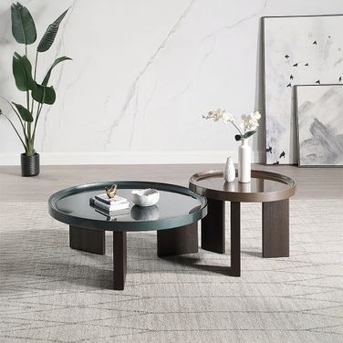Lakita Occasional Table Set In Blackish Green and Dark Blond