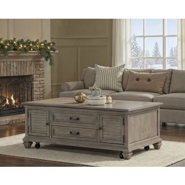 Lancaster Dovetail Grey Lift Top Storage Cocktail Table with Casters