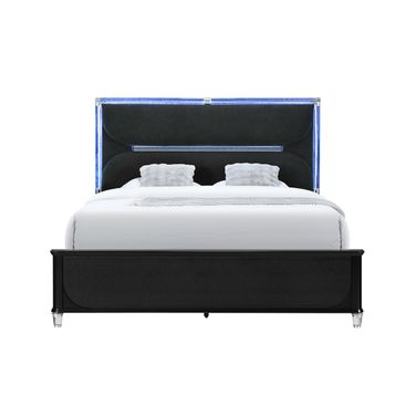 Lando Queen Upholstered Bed with Continuous LED In Black