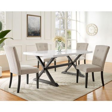 Landon White Marble Dining Room Set