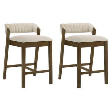 Landyn 30 Inch Bar Height Barstool Set of 2 In Ecru and Sepia Brown