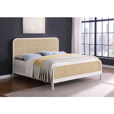 Lanewood Open Cane Webbing Metal Eastern King Bed In White