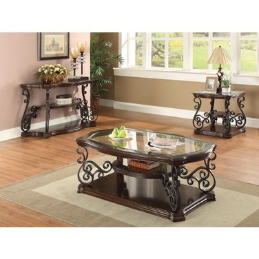 Laney Occasional Table Set In Deep Merlot and Clear