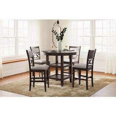 Langwest Counter Height Dining Table and 4 Barstools In Brown