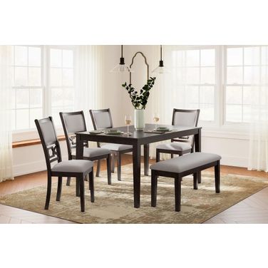 Langwest Dining Table and 4 Chairs and Bench In Brown