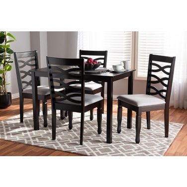 Lanier Modern And Contemporary Gray Fabric Upholstered Espresso Brown Finished Wood 5-Piece Dining Set