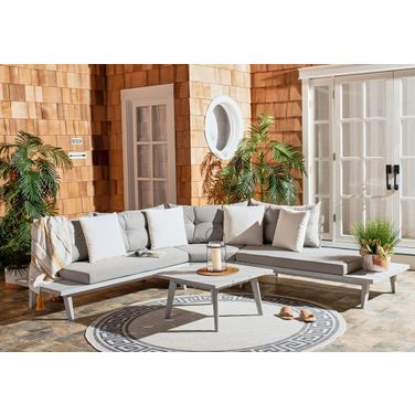 Lansen 4 Piece Corner Living Set In Ash Gray
