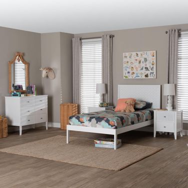 Lara Modern Wood Twin 4-Piece Bedroom Set In White