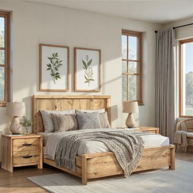 Laramie Panel Bedroom Set In Honey Wheat