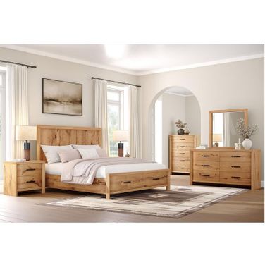 Laramie Panel Storage Bedroom Set In Honey Wheat