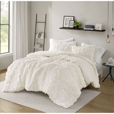 Larissa Animal Chenille 3 Piece King/Cal King Duvet Cover Set In Off-White