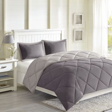 Larkspur Microfiber Solid King Comforter Mini Set With 3M In Charcoal/Grey