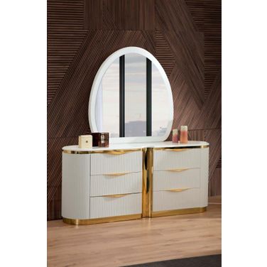 slim fit dress slacks Hd-903 King Size Bedroom Set In Antique White And Gold Finish main image 0