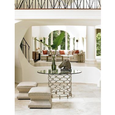 Laurel Canyon Carrillo Bollinger Glass Top 54 Inch Round Dining Room Set