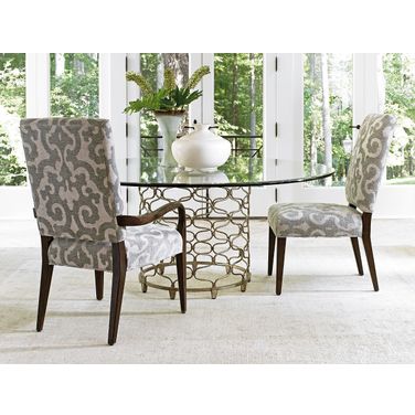 Laurel Canyon Carrillo Bollinger Glass Top 60 Inch Round Dining Room Set