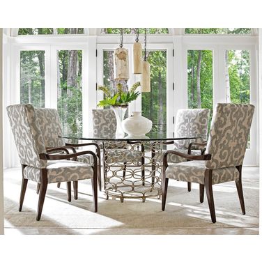 Laurel Canyon Carrillo Bollinger Glass Top 72 Inch Round Dining Room Set