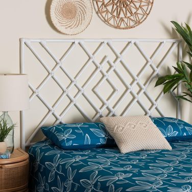 Lavali Rattan Queen Standalone Headboard In White