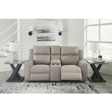 Lavenhorne Double Reclining Loveseat With Console In Pebble