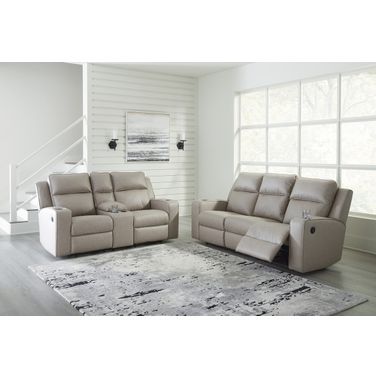 Lavenhorne Reclining Living Room Set With Drop Down Table In Pebble