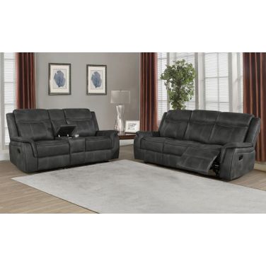 Lawrence Reclining Living Room Set In Charcoal