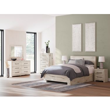 Lawroy Panel Bedroom Set With Storage In Light Natural
