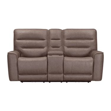 Lawson Power Zero Gravity Tilt Console Loveseat with Headrest In Sydney Brunette