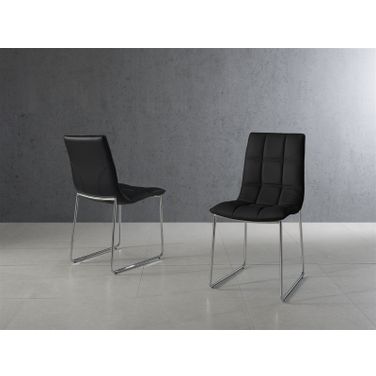 Leandro PU Leather Dining Chair Set of 2 In Black