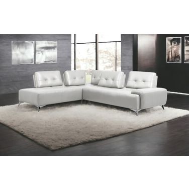Leather L Shaped Two Piece Seating Component In White
